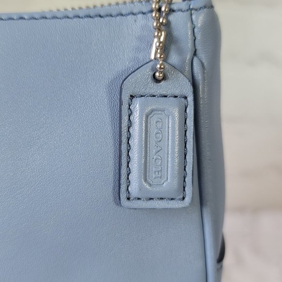 SOLD - Coach Soft Blue Leather Y2K Handbag Purse Baguette - Picture 8 of 14